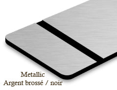 Signalétique acrylique métallisé Argent brossé/noir