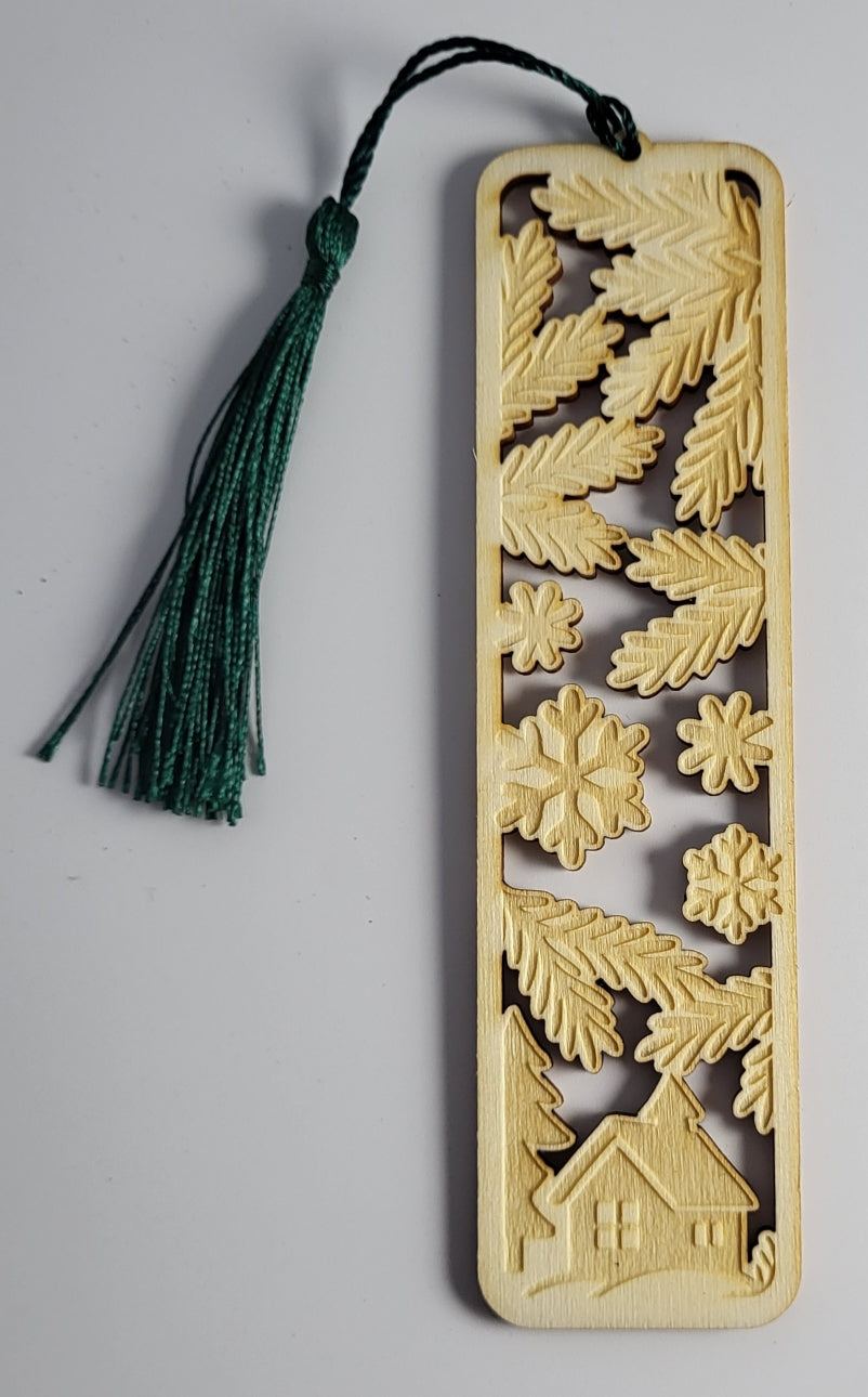 Marque page en bois thème hivers