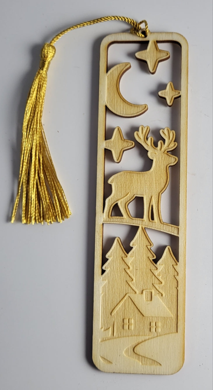 Marque page en bois thème hivers
