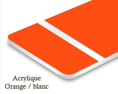 Signalétique acrylique Orange/blanc